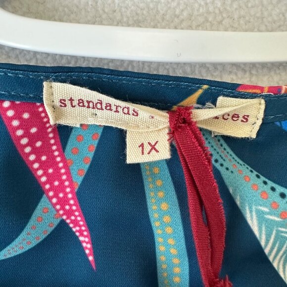 Standard & Practices NWT Floral Dress Blue Pink Floral 1X Party Wedding Bohemian - Picture 3 of 12